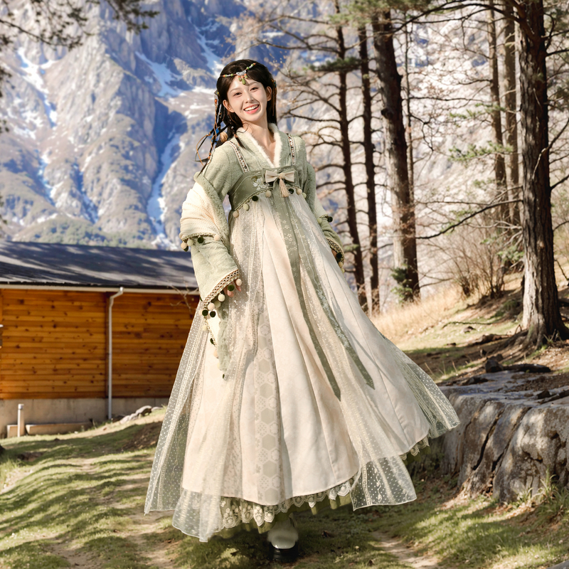 森女部落原创新中式民族风齐胸襦裙度假风裙2025年新款女装