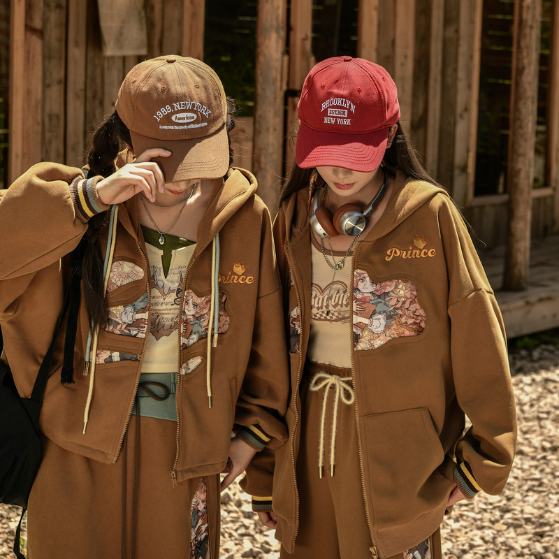 森女部落原创复古油画印花拼接卫衣外套帽衫2025年新款女装秋季,女装/女士精品,卫衣/绒衫,淘宝优惠券,粉丝福利购,淘宝优惠卷