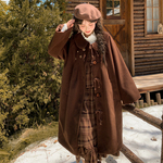 森女部落复古美拉德毛呢外套女2025新款宽松百搭娃娃领长款大衣秋