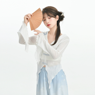 微辣上衣长袖 防晒薄款 显瘦穿搭T恤森女部落原创 清冷风新中式 听竹