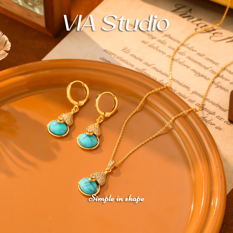 蓝松石微镶葫芦吊坠项链