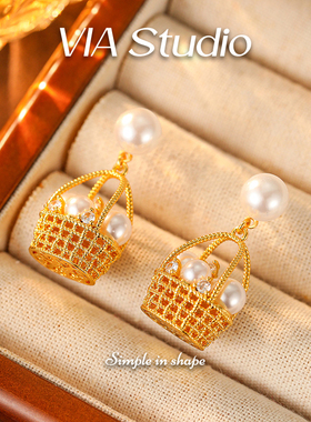 VIAStudio编织镂空花篮耳环