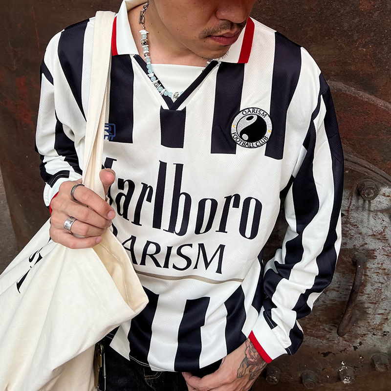 oarism 24AW 万宝路翻领球衣男女宽松印花Marlboro透气长袖polo春