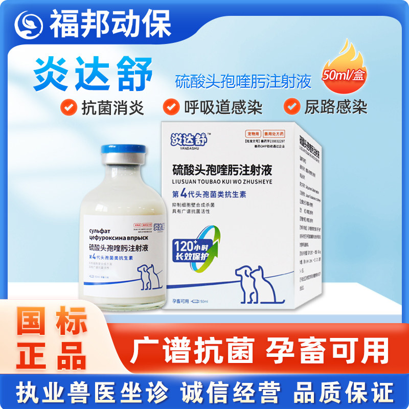 炎达舒硫酸头孢噻肟注射液犬猫消炎抗菌呼吸道感染尿路感染50ml