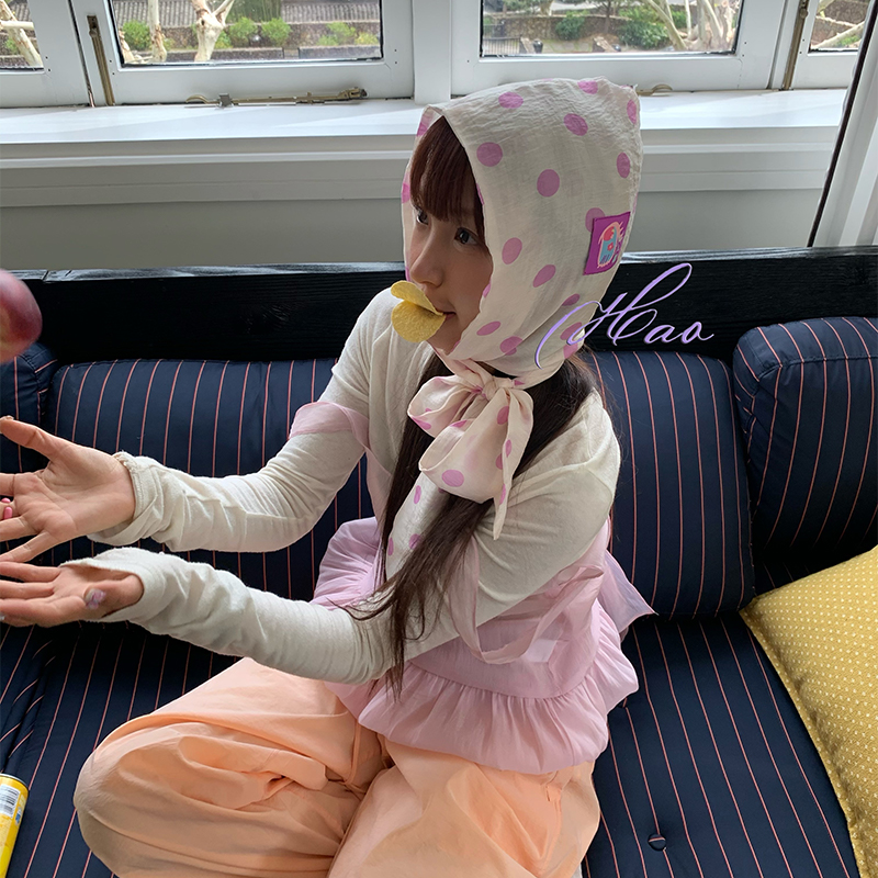 好好好！俏皮波点天丝显脸小氛围防晒帽子丝巾