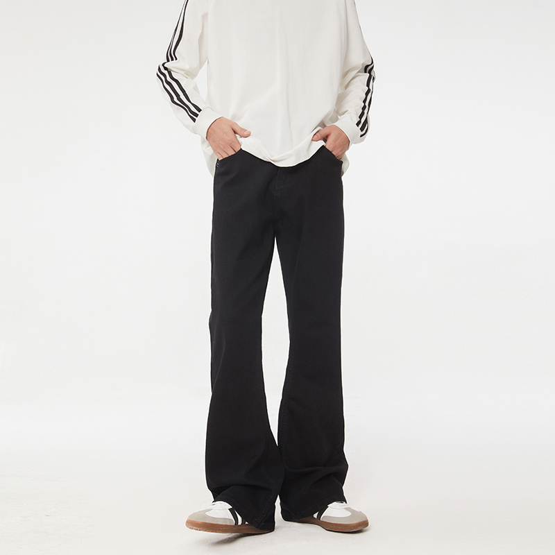 高街纯色做旧水洗牛仔裤