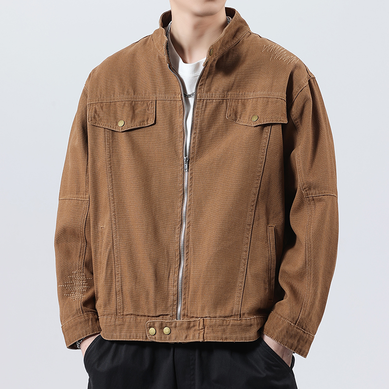 美式复古洗水工装牛仔衬衫男士2025秋季新款宽松大码潮牌休闲外套