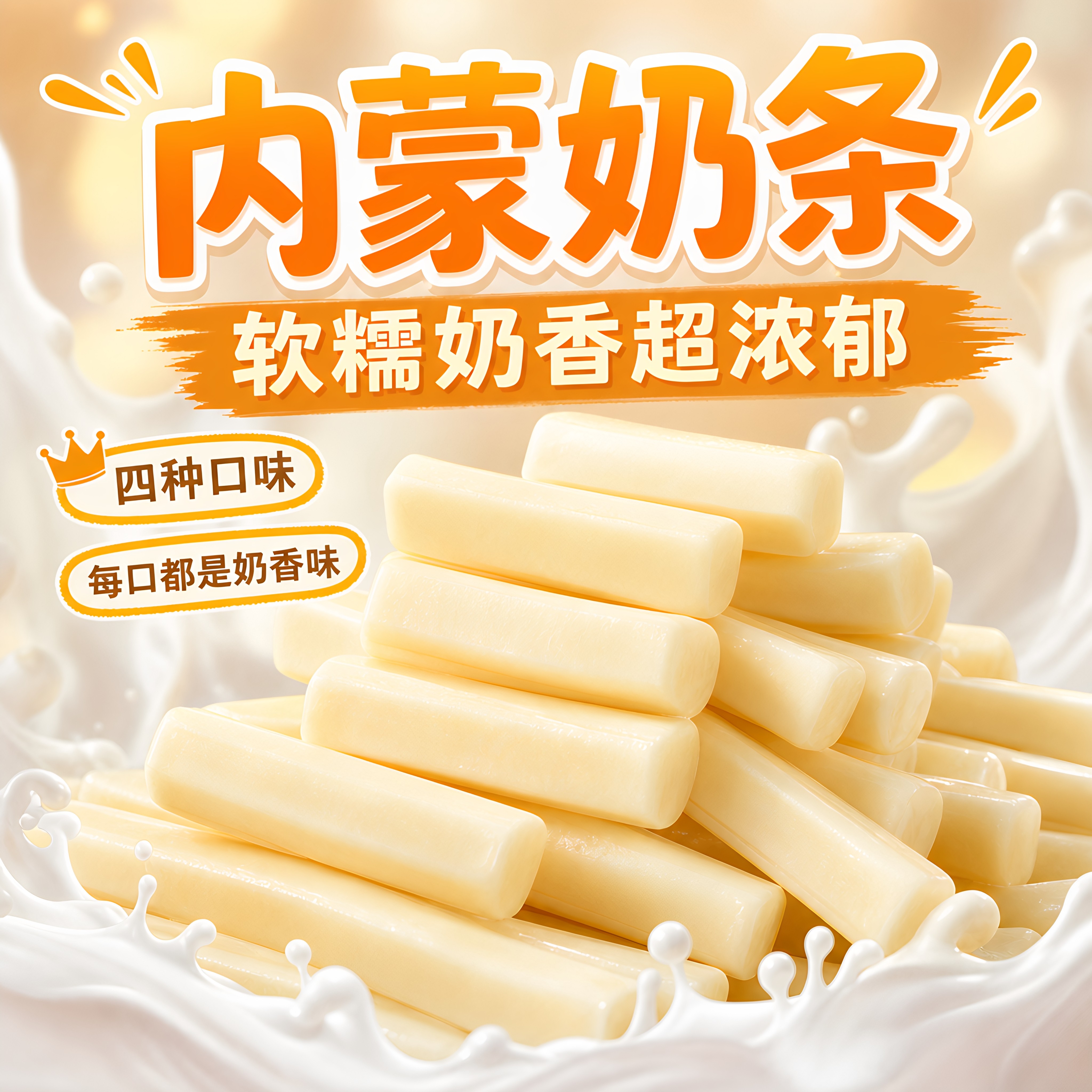内蒙古草原奶源软糯小牛奶条解馋