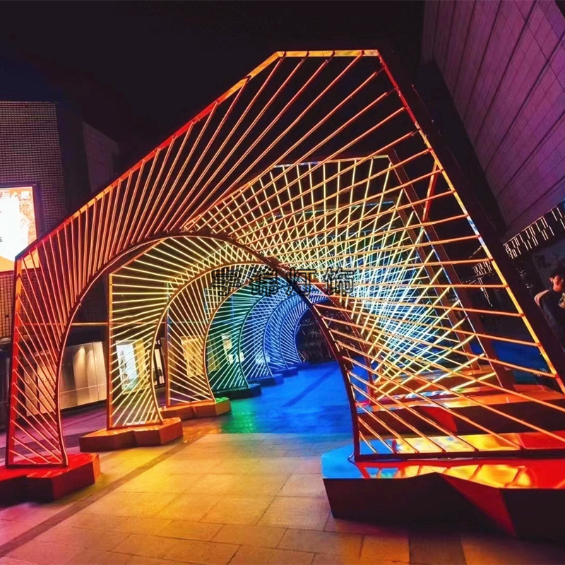 订制商场街景美化灯光节亮化布置 时光隧道灯光拱门造型装饰灯