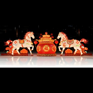 马年大型春节元宵节花灯马造型喜庆灯笼广场景区灯会户外亮化设计