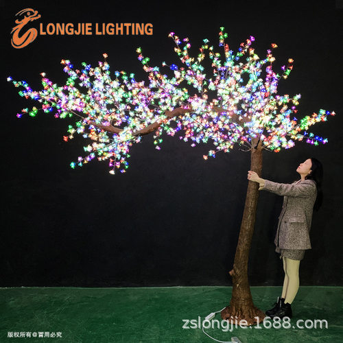 2592灯高2.3米 LED桃花造型灯樱花发光树仿真树灯七彩同步灯树