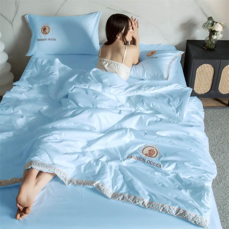 2023夏季新款水洗冰丝天丝空调夏凉被单夏被单床笠四件套礼品被子