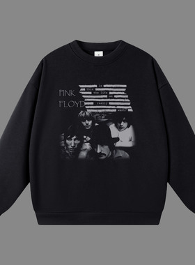 pinkfloyd摇滚乐队圆领毛圈卫衣男秋冬新款潮流宽松美式套头长袖