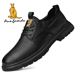 AUSFAMDS 澳洲名袋鼠秋季 新款 真皮百搭低帮休闲马丁靴男软底皮鞋