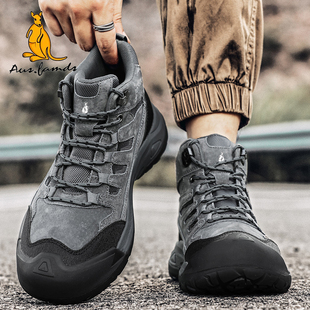 AUSFAMDS 防滑猪皮耐磨防水户外徒步登山靴男 澳洲名袋鼠秋季 新款
