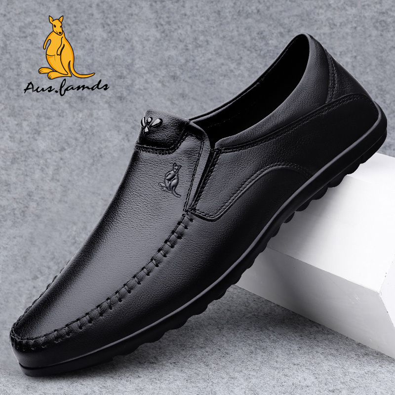 一脚蹬真皮加厚休闲皮鞋男