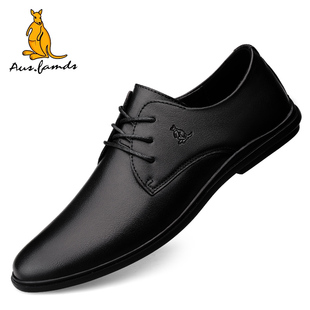 男软皮软底商务鞋 AUSFAMDS 真皮系带休闲皮鞋 澳洲名袋鼠秋季 新款