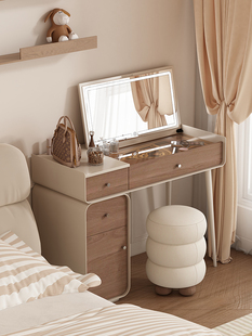小户型卧室书桌梳妆台二合一翻盖镜子可隐藏化妆桌收纳柜一体80cm