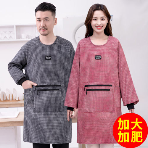 简约加肥加大加厚棉布男女罩衣