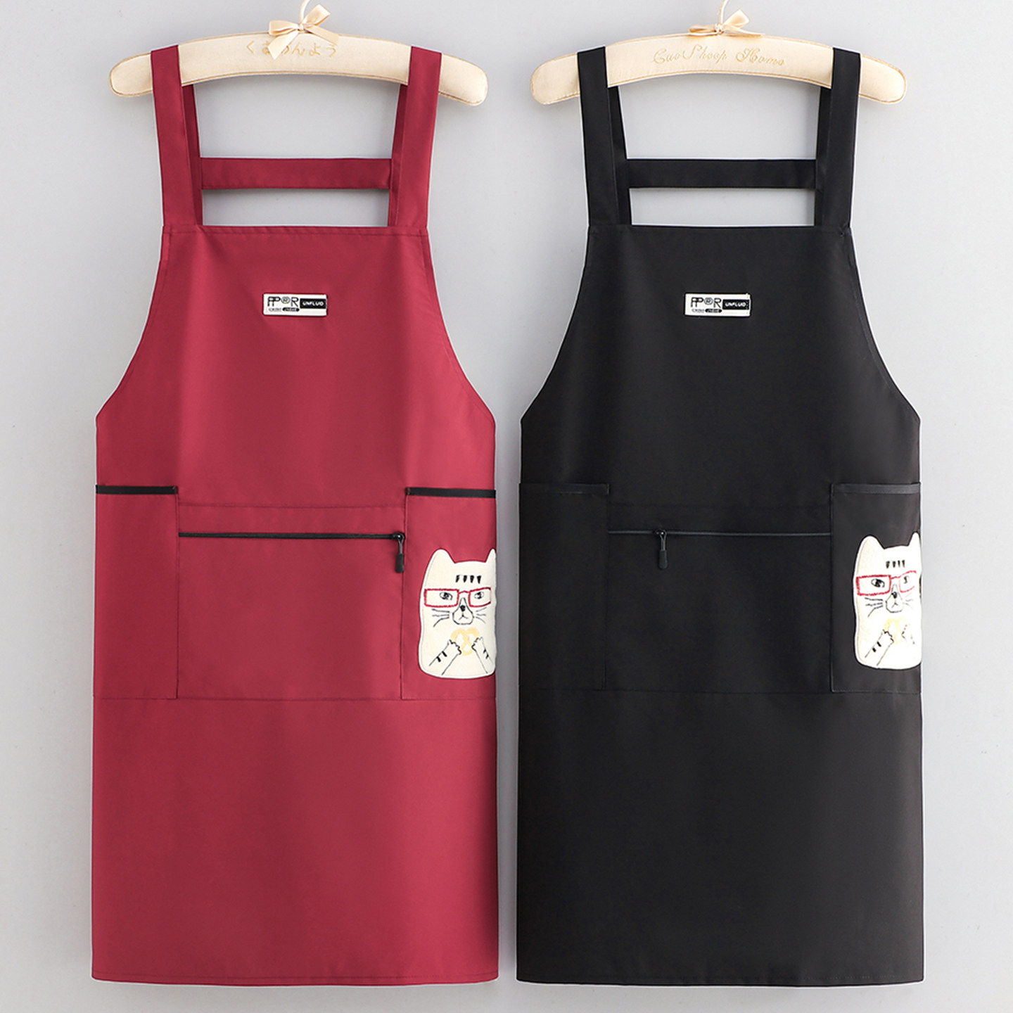 时尚男女卡通加厚防水防油围裙家用厨房做饭餐饮专用定制logo围腰