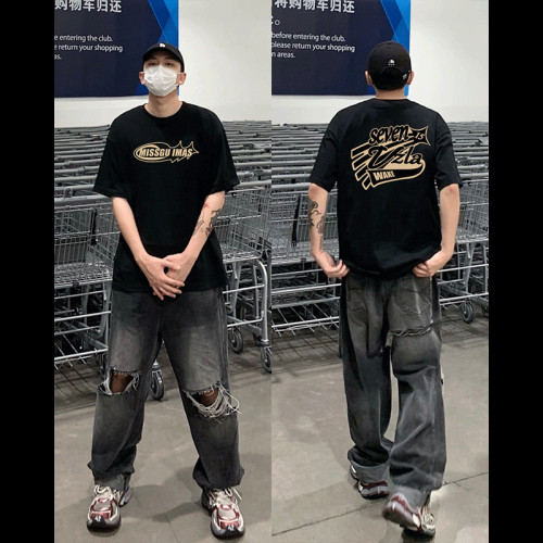 美式复古高街重磅体恤纯棉短袖T恤男款2024夏季新款潮牌宽松上衣