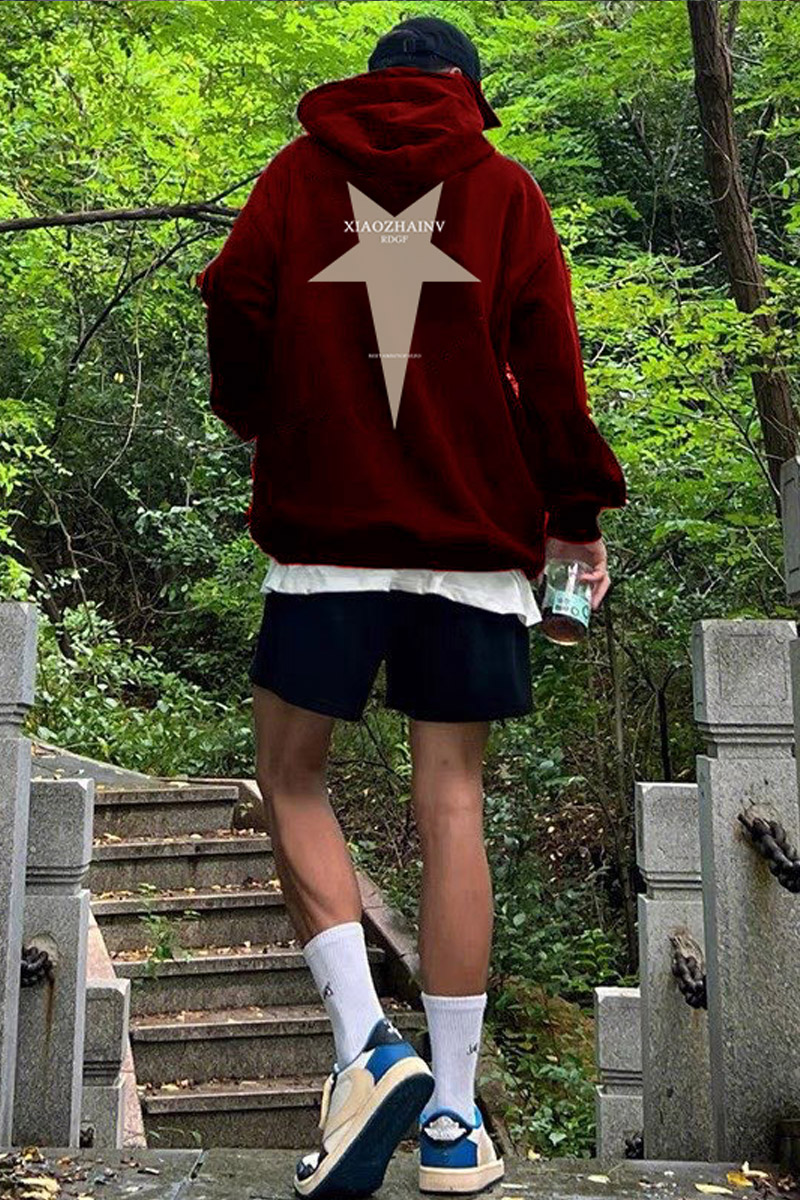 潮牌卫衣男2024新款春秋美式休闲嘻哈港风高街宽松青少年帽衫上衣