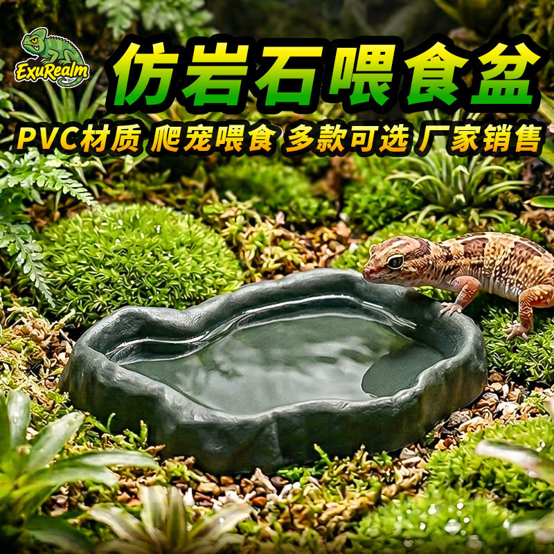 蜥蜴鬃狮仿岩石塑料角蛙宠物蛇泡澡盆水盆爬宠食盆