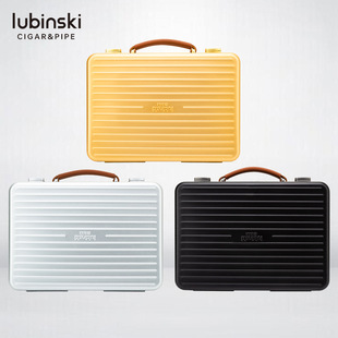 LUBINSKI便携雪茄盒20支装 铝镁合金雪松木内衬防震户外手提雪茄箱
