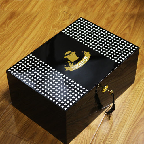 SIKAROK大容量雪茄盒100支装钢琴漆双层雪松木雪茄保湿盒现货批发