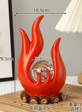 红色火焰水晶球摆件创意家居装饰工艺品客厅玄关桌面氛围感摆件