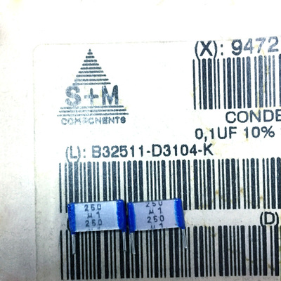 B32511D3104K 西门子 EPCOS 250v0.1uf u1 薄膜电容 10MM