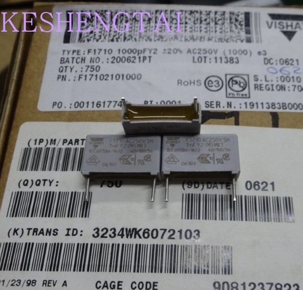 F17102101000  250V1NF  Y2  MKT 15mm  VSHAY 威世 薄膜电容