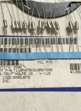 T110A475K010AS7200 直插钽电容器 T110 10v4.7uF 10% Kemet基美