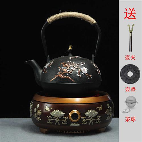 日式手工铁壶铸铁泡茶煮茶炉电陶炉烧水泡茶家用养生茶壶茶具套装