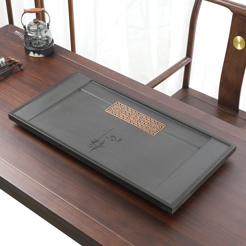 中式长方形乌金石茶盘家用