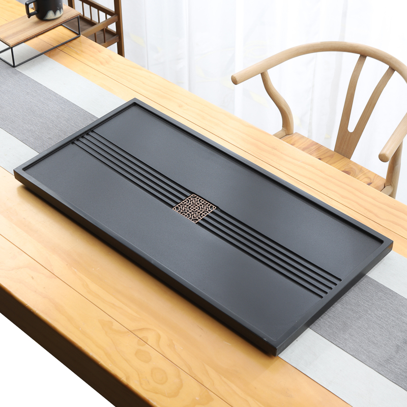 天然乌金石茶盘单盘家用简约现代客厅轻奢石盘石头茶海石茶台盘