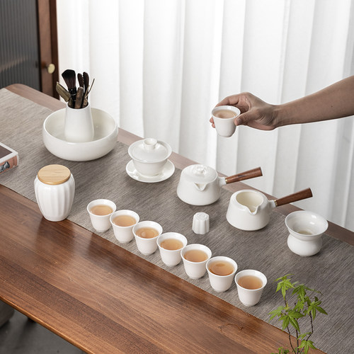 茶具套装家用羊脂玉纯色