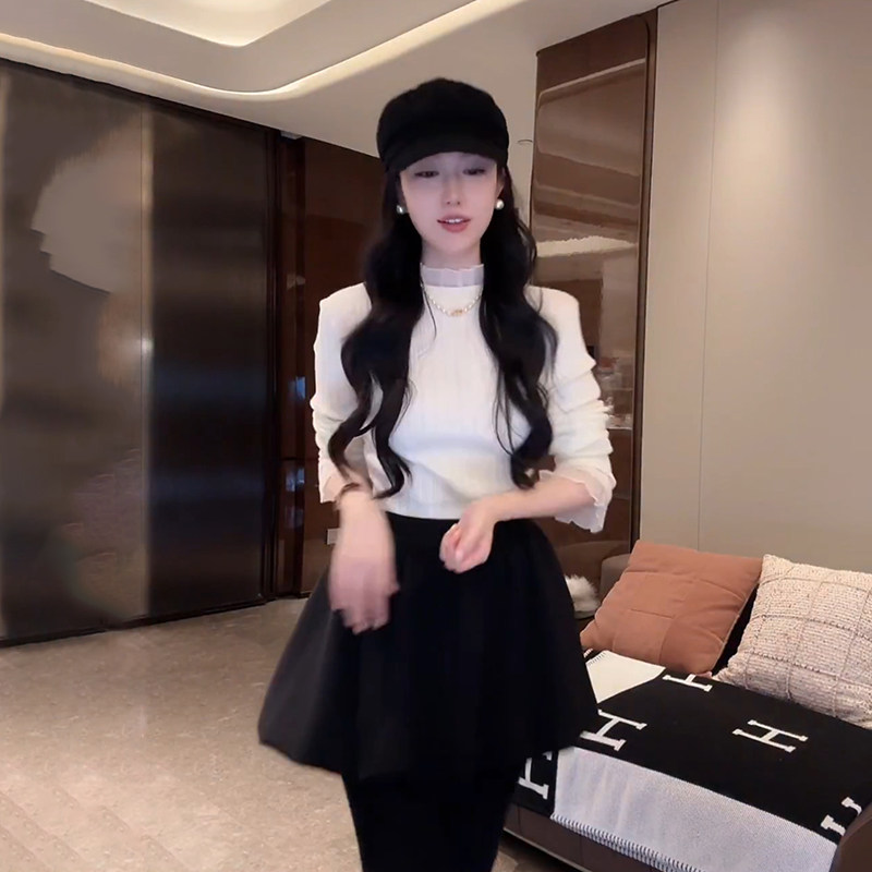 大李plus 100绵羊毛蕾丝木耳边立领打底衫女冬季设计感内搭针织衫,女装/女士精品,毛针织衫,淘宝优惠券,粉丝福利购,淘宝优惠卷