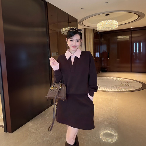 假两件拼接上衣撞色通勤两件套