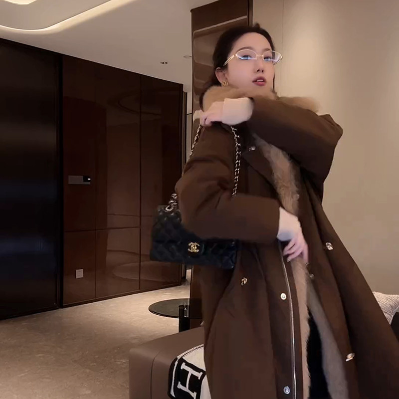 “超厚三穿皮草派克服”獭兔毛+芬兰狐狸毛大衣-D5MM3268