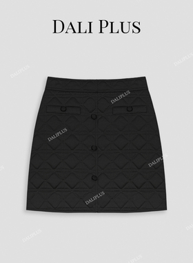 大李plus重磅绗棉秋冬短裙 保暖高腰百搭A字裙-D4ST0272