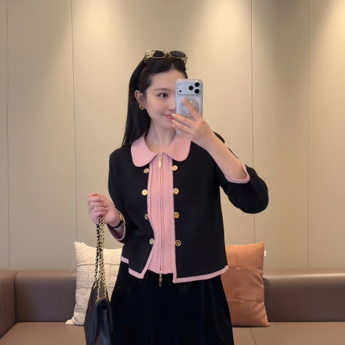 绵羊毛混纺粉黛小香针织外套