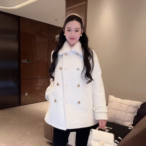 大李plus“三星安心95鹅绒服”100羊毛+呢子羽绒服轻装滑D5ST1607