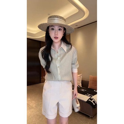 大李plus莱赛尔亚麻纯色直筒短裤女夏季遮肚子休闲简约百搭裤子