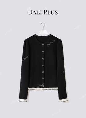 大李plus“波点下摆薄绒针织”羊毛蚕丝混纺衬衫-D5ST1599