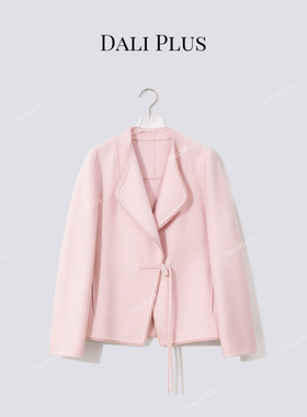 【绵羊毛+蚕丝骆驼绒】牛角扣翻领短款呢大衣-D5CH4686