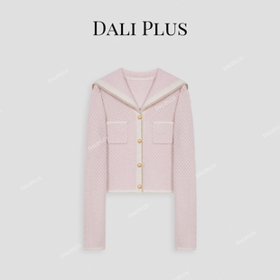 海军领樱花粉兔毛富家千金纱线减龄针织衫 D4ST0228