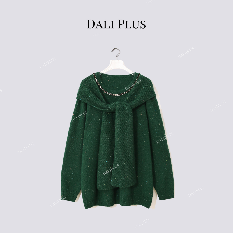 超显白浣熊绒祖母绿毛衣