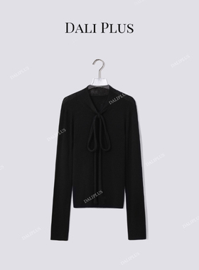 DALI PLUS“优雅过秋”山羊绒羊毛混纺飘带针织上衣-D5CH5073