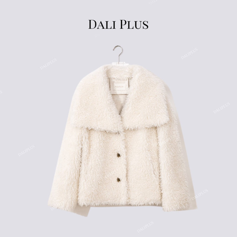 “100绵羊毛颗粒毛外套”大翻领长袖外套-D5CH4807